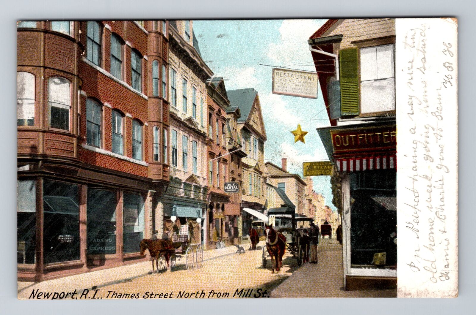 Newport RI-Rhode Island, Thames Street North, Advertise, Vintage c1906 Postcard
