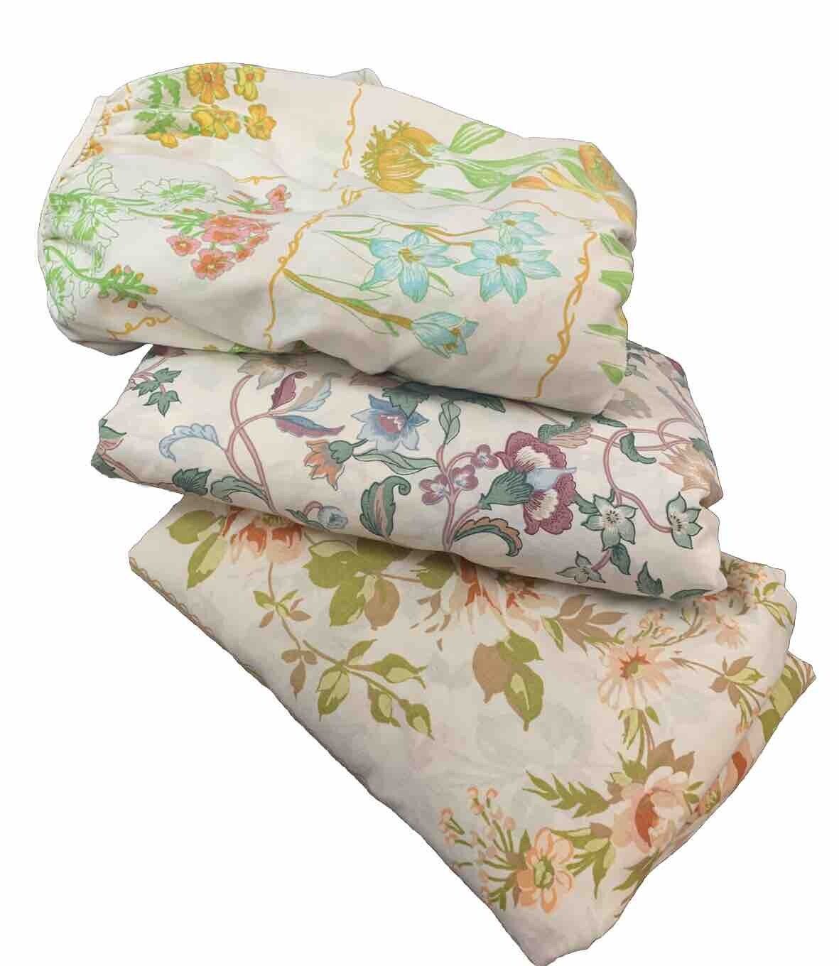 Vintage Canon Fitted Full And Queen Sheets Set Of 3 Preowned Floral Designs