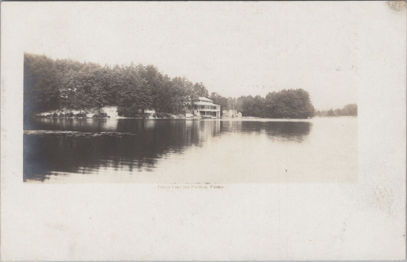 Forest Lake and Pavilion, Palmer Massachusetts RPPC Photo c1900s Postcard