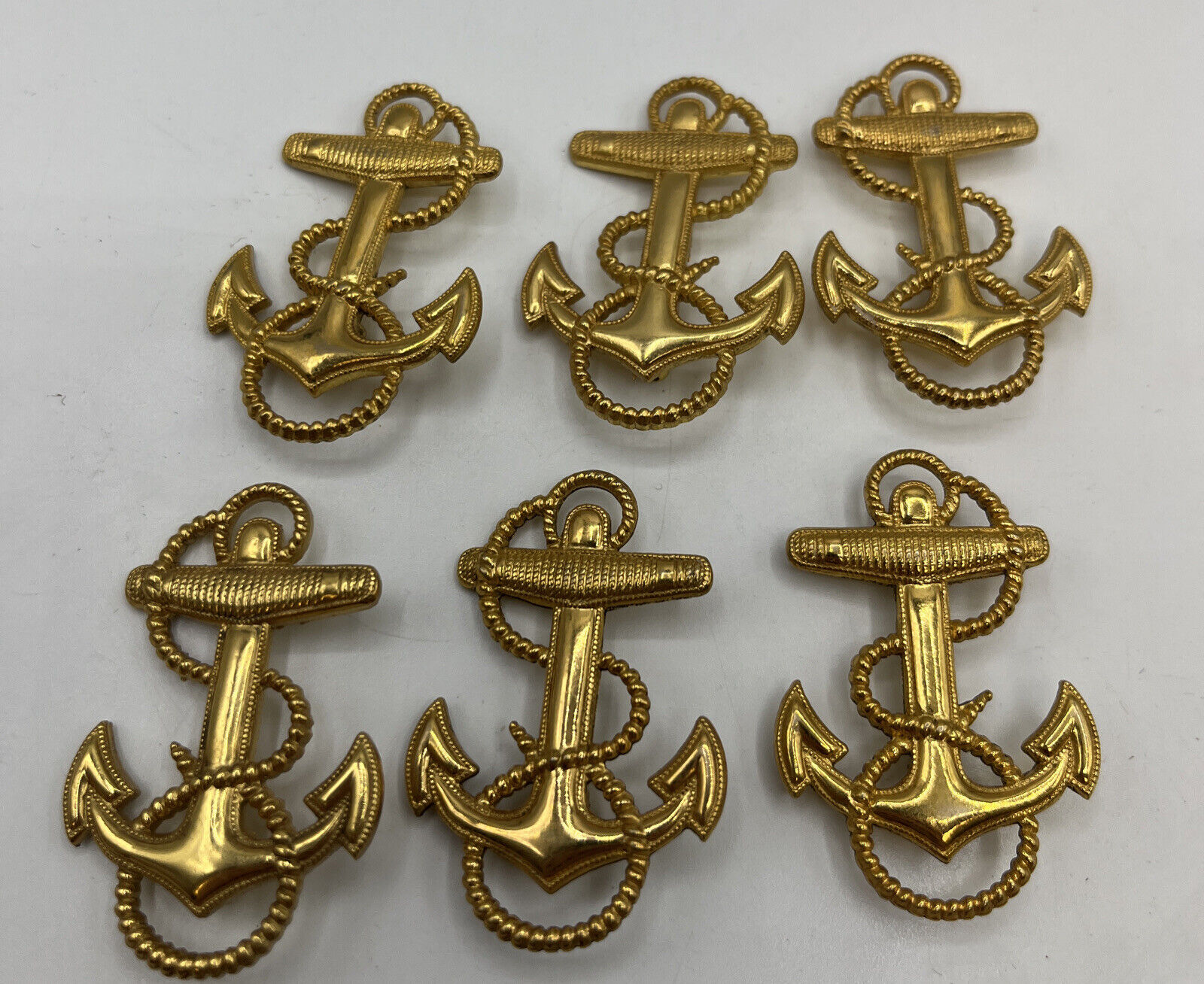 Gold Filled 1/20 10k Military Vintage US Anchor Rope Pins Lot 6 Marked Insignia