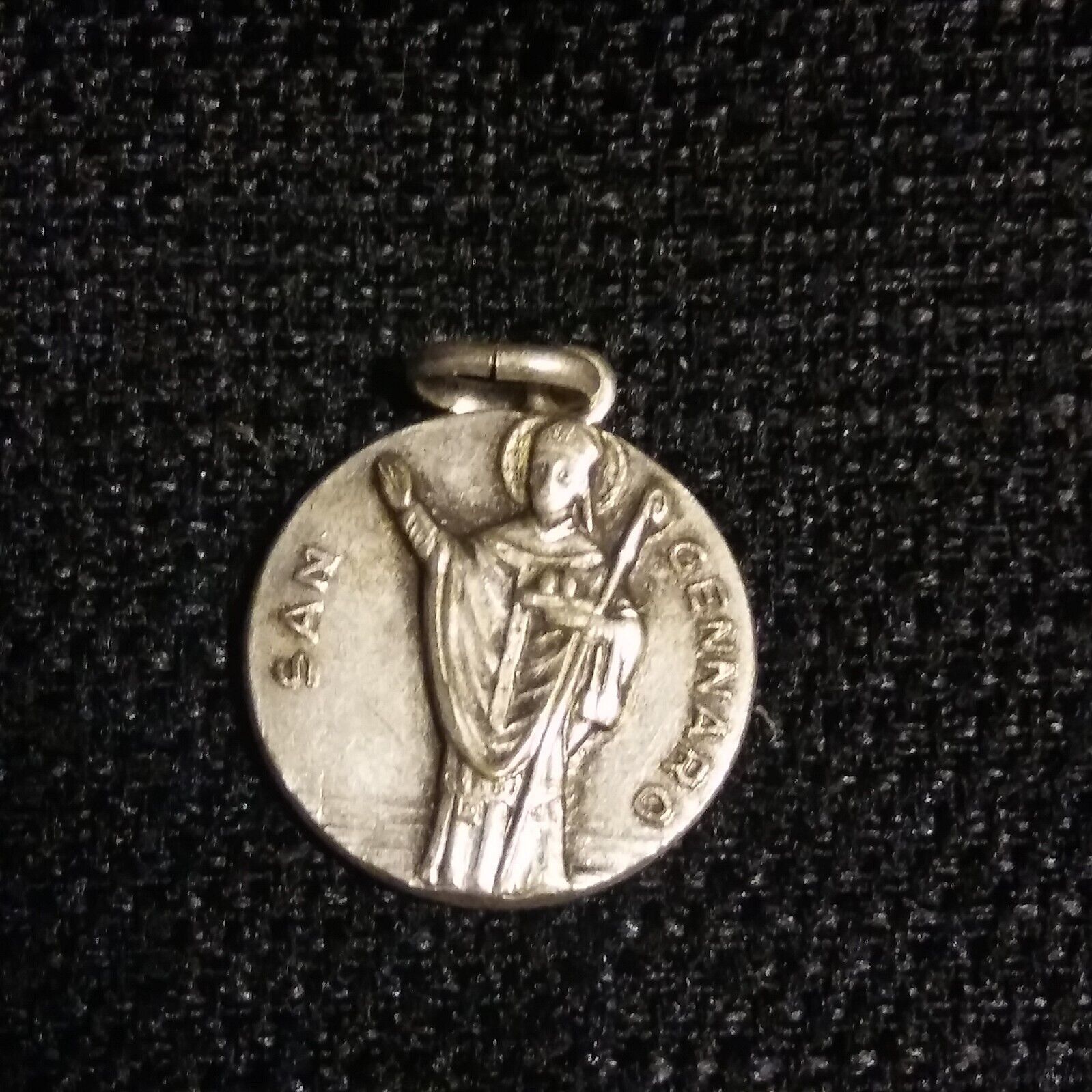 San Gennaro Holy Relic Reliquary Catholic Christian Charm Pendant Medal Vintage