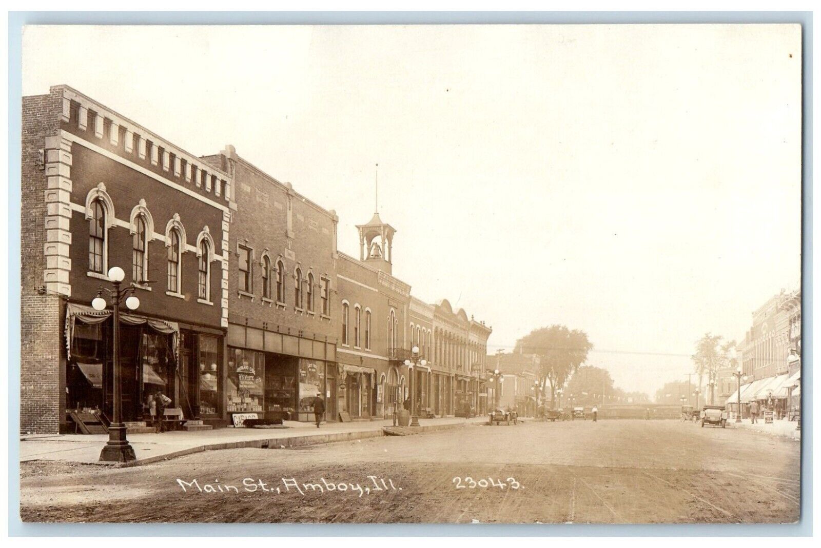 c1910's Main Street Stores Dirt Road Amboy IL RPPC Photo Antique Postcard