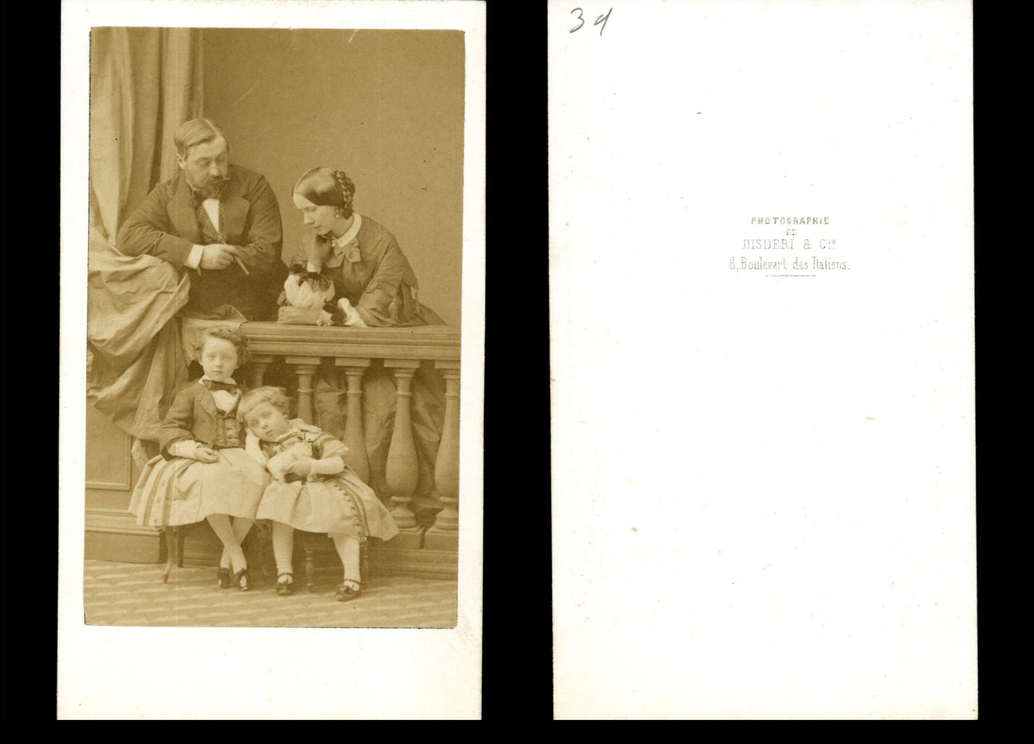 Disderi, Paris, Vintage Family Portrait Albumen Print CDV. Albu Print