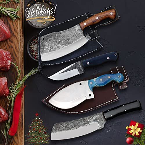 Serbian The Bushcraft Wilderness Series 4 pcs Knife Gift Set, Outdoor Knife Set