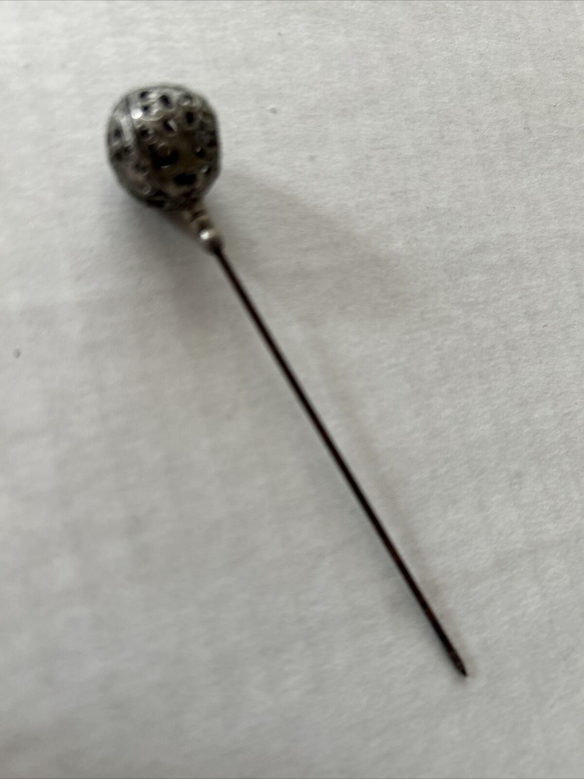 Antique Victorian Sterling Silver Filigree Hat Pin 3.75 Inch