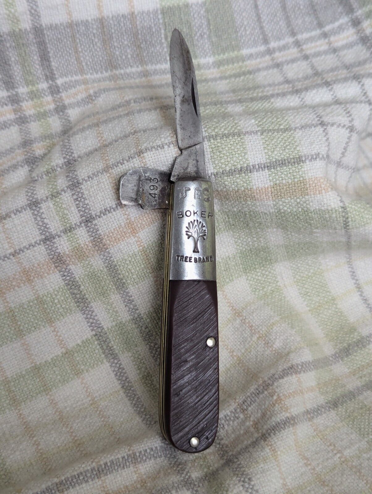 BOKER TREE BRAND # 493 VINTAGE Sawcut Derlin BARLOW Style Pocket Knife (1 Blade)
