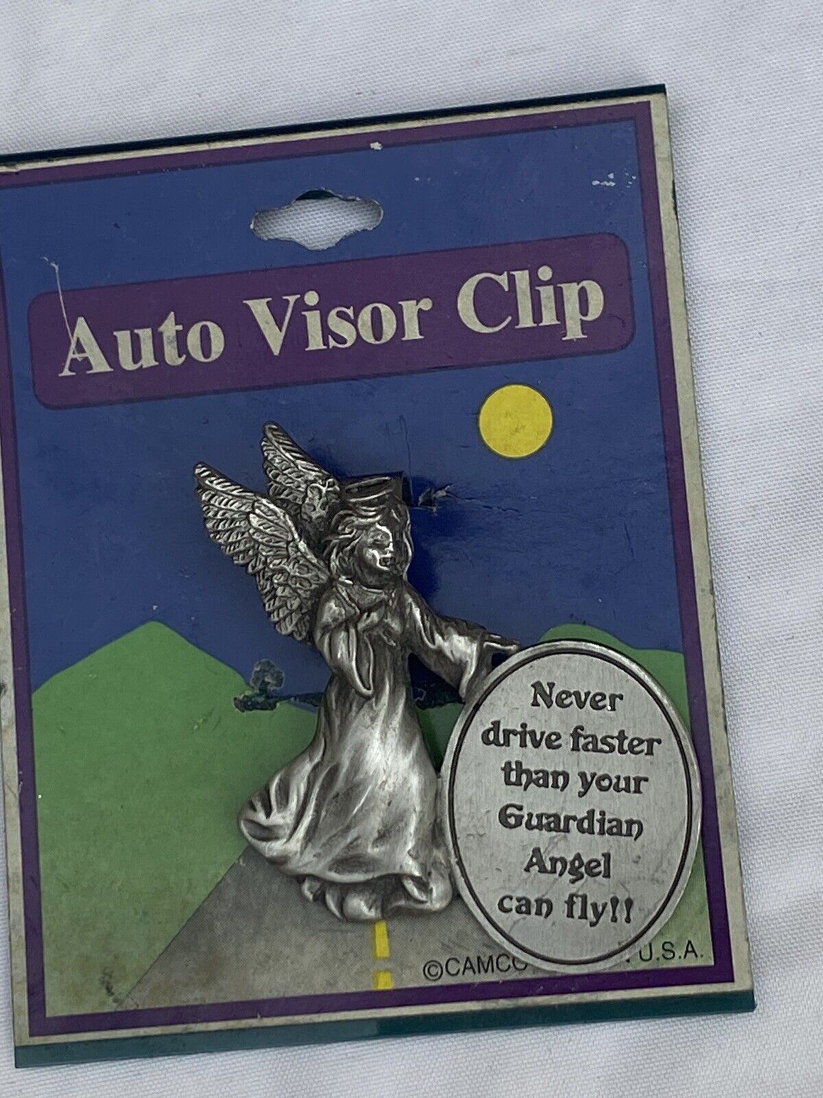 Camco Never Drive Faster Than Your Guardian Angel Can Fly  Visor Clip