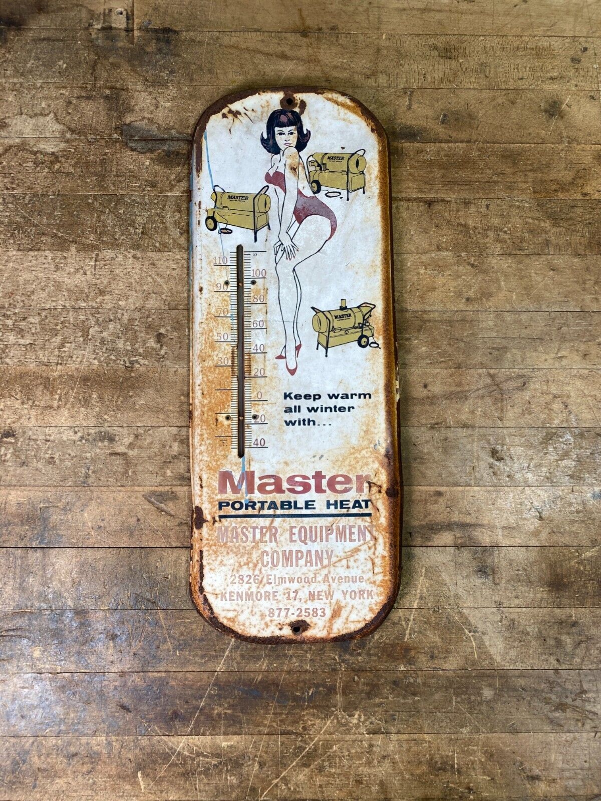 c.1960s Master Equipment Co. Portable Heat Metal Thermometer Pin Up Kenmore, NY