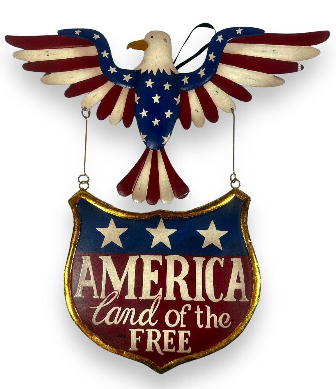 Pier One 4th Of July Patriotic Americana Eagle Metal Sign America Land of Free