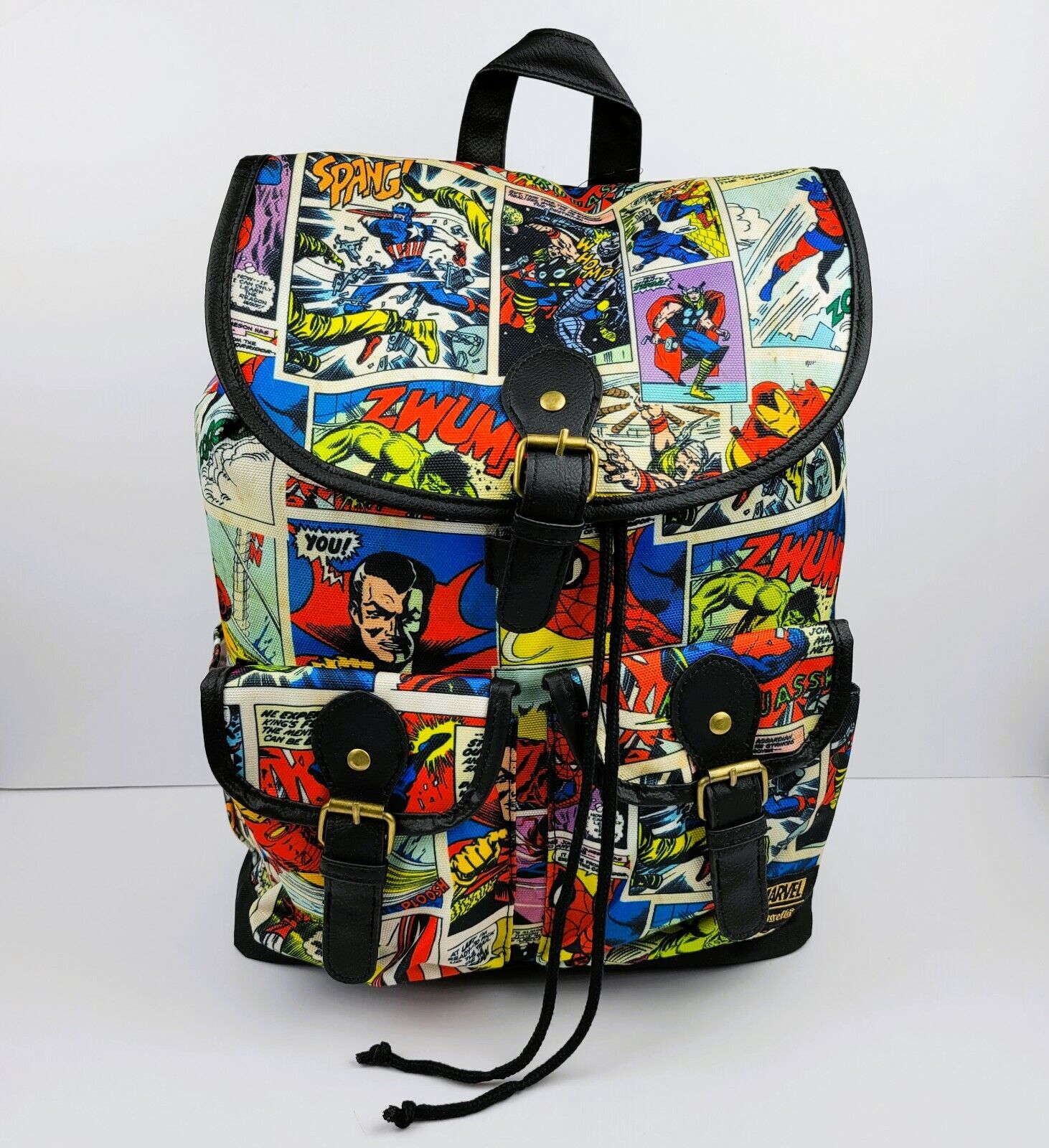 Loungefly Marvel Universe Comic Strip Nylon Slouch Backpack Book Bag Super Hero
