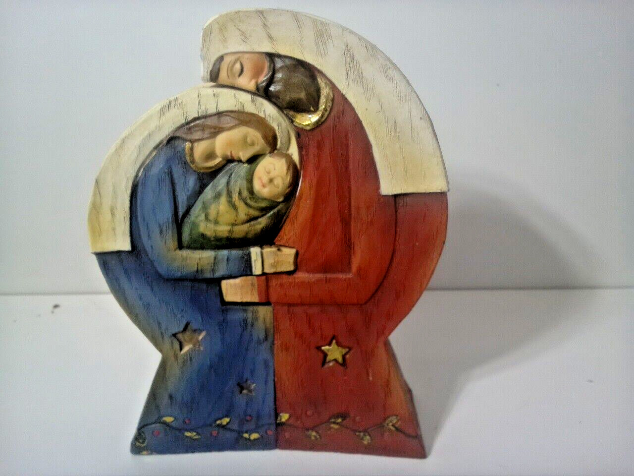 Roman Inc. Jesus Joseph Mary Wooden Christmas Puzzle Nativity Tabletop Display