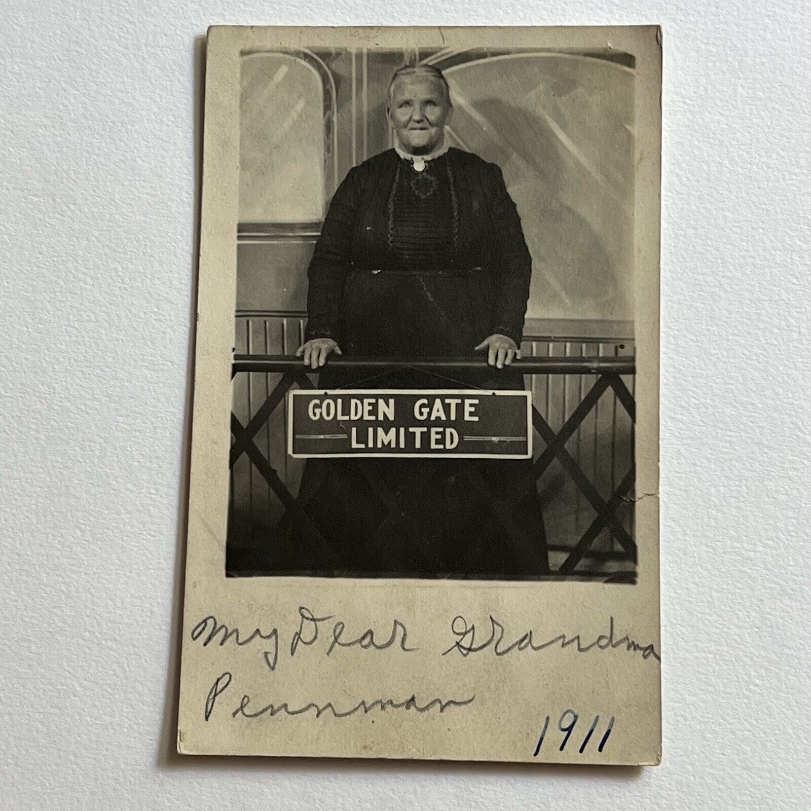 Antique RPPC Real Photograph Postcard Lovely Woman Golden Gate San Francisco CA