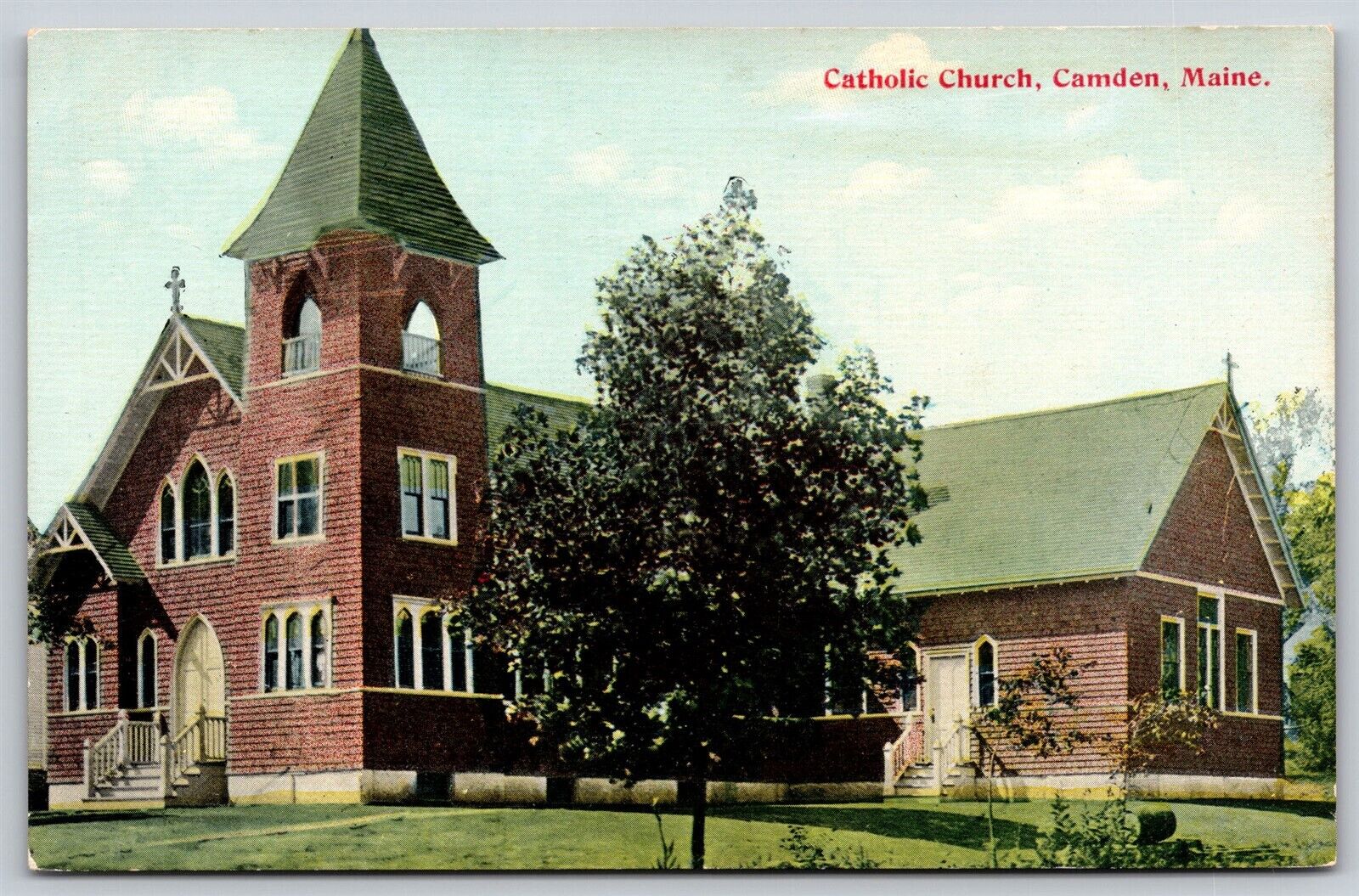 Postcard Catholic Church, Camden, Maine P156