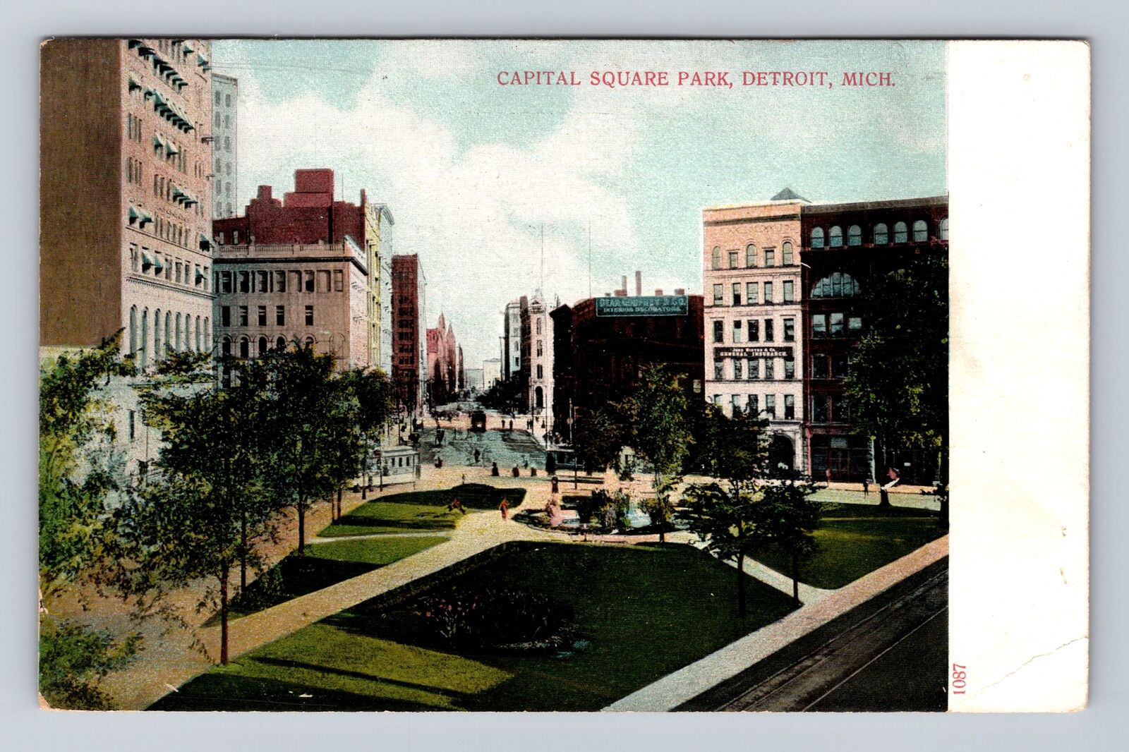 Detroit MI-Michigan, Capitol Square Park, Antique, Vintage Souvenir Postcard