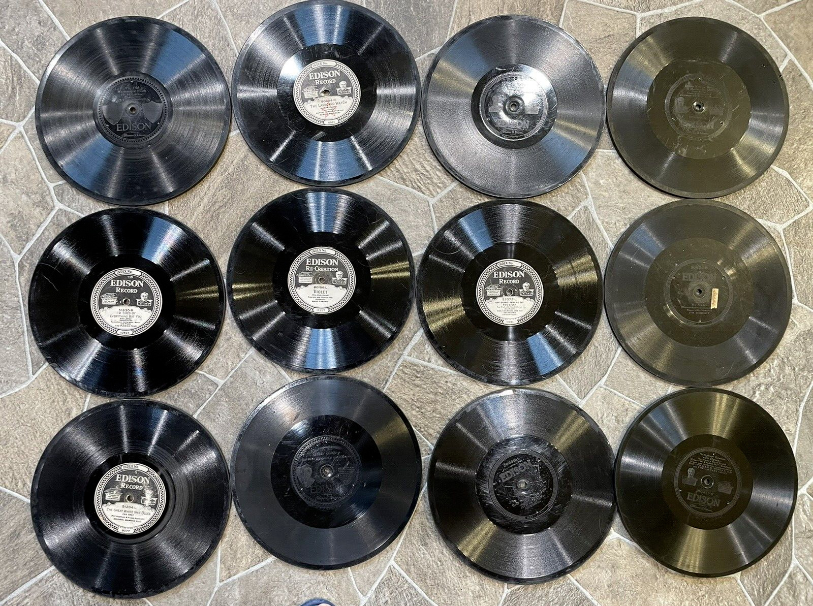 Lot of 12 Edison RECORDS Thick ANTIQUE VINTAGE 78 RPM