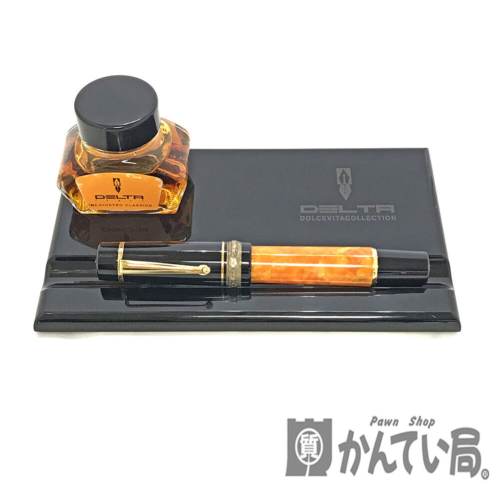 U Used Delta Dolce Vita Fountain Pen K18 Silver Hardware Present Luxury Statione