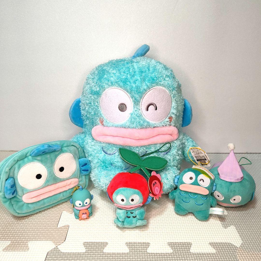 Sanrio Goods lot set 6 Hangyodon Cherry mascot Plush toy Tissue pouch Keychain  