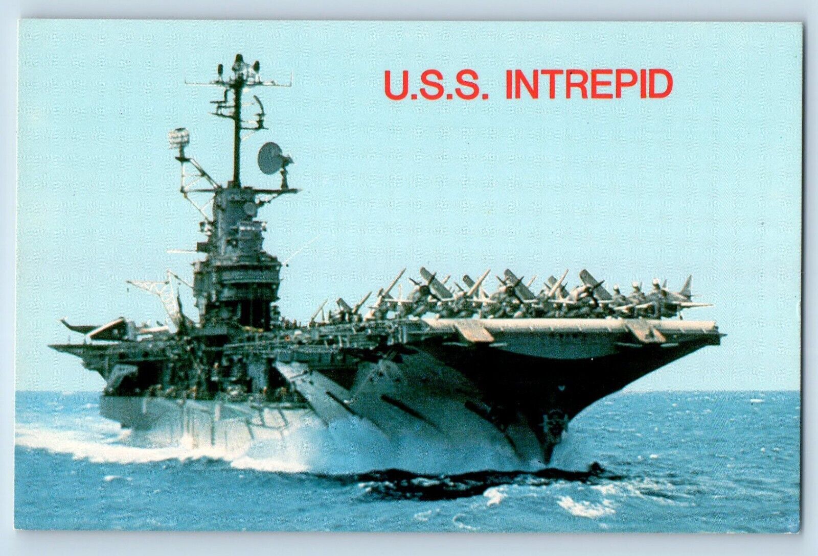 New York Postcard USS Intrepid Naval Vessel Aircraft Carrier World War II c1960