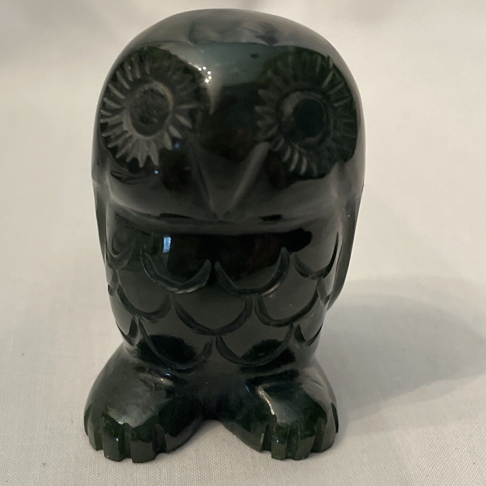 Carved Jade Small Owl Figurine