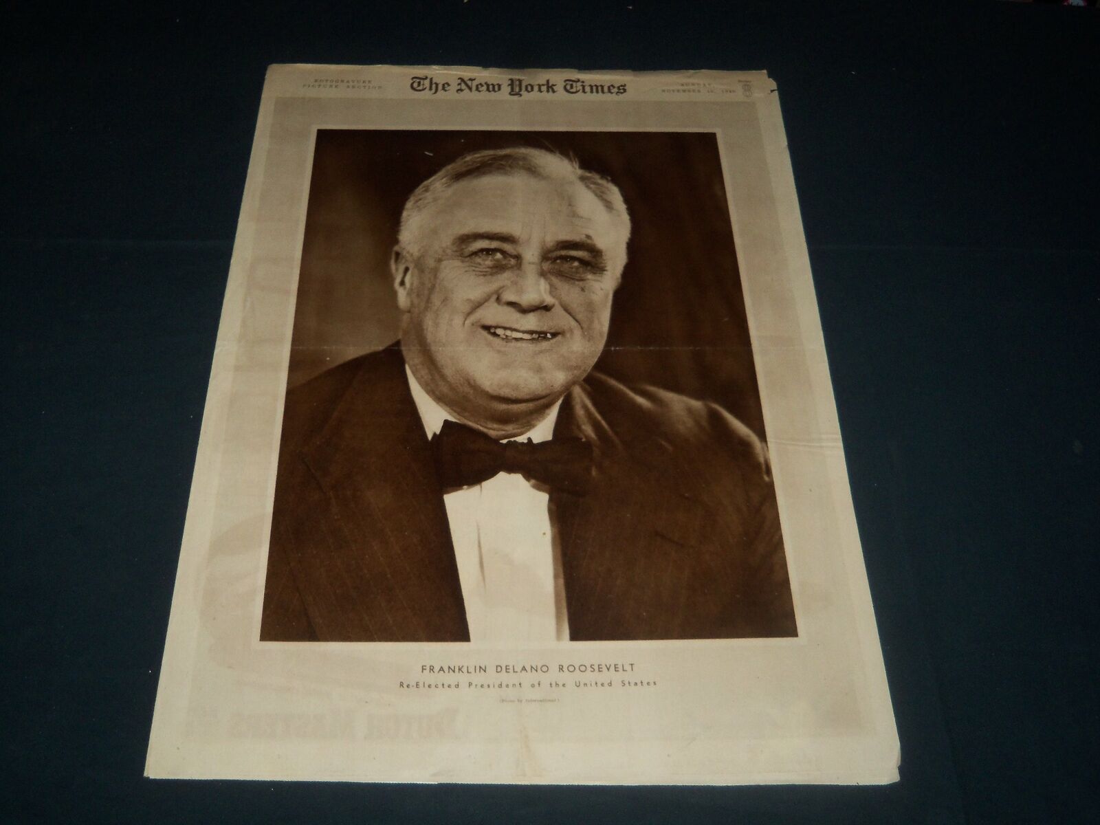 1940 NOV 10 NEW YORK TIMES PICTURE SECTION - FRANKLIN DELANO ROOSEVELT - NT 7365
