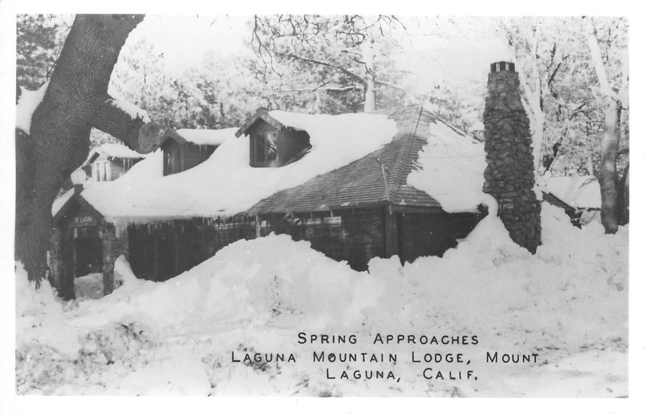 RPPC Mount Laguna Mountain Lodge California 1945 USO Trip Vintage Photo Postcard