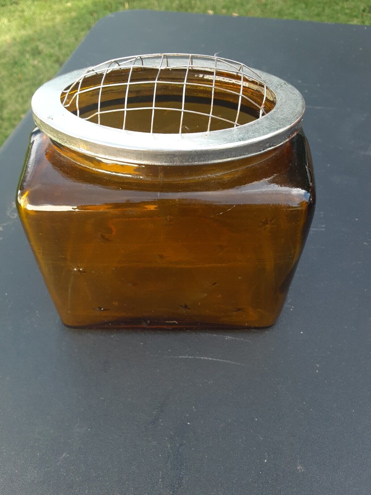 vintage amber glass Jar
