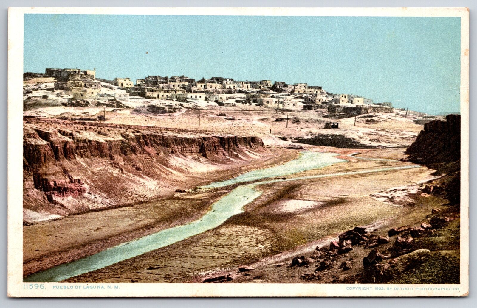 Pueblo of Laguna New Mexico~Birdseye View~1902 Detroit Publishing Postcard