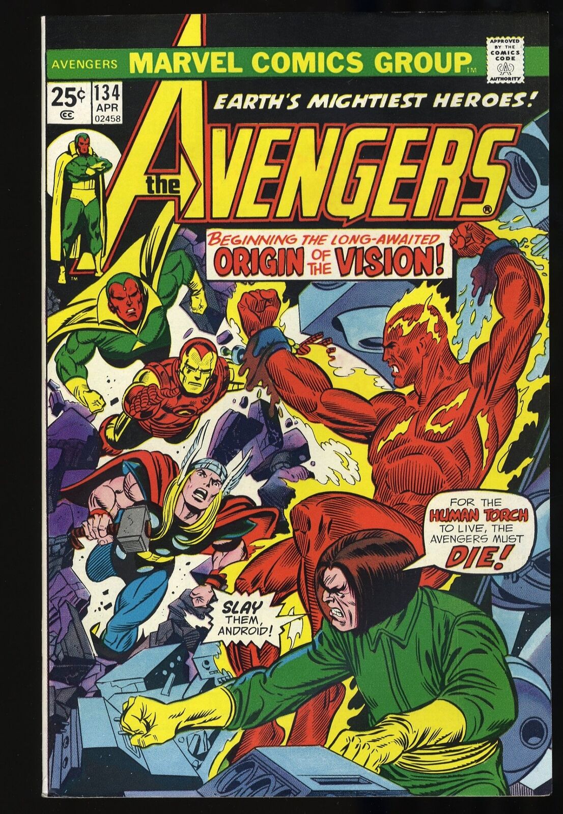 Avengers #134 NM- 9.2 Mantis Origin Vision Origin Kane/Sinnott Cover