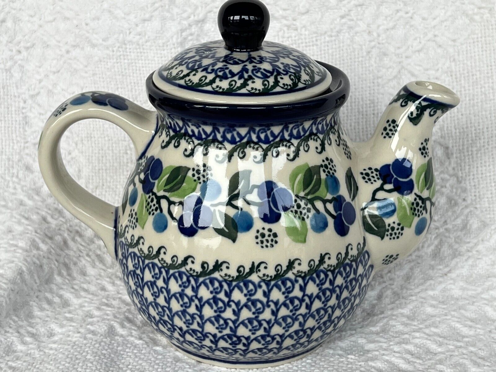 Polish Pottery - Blueberry Teapot  - Boleslawiec - NEW - Handpainted