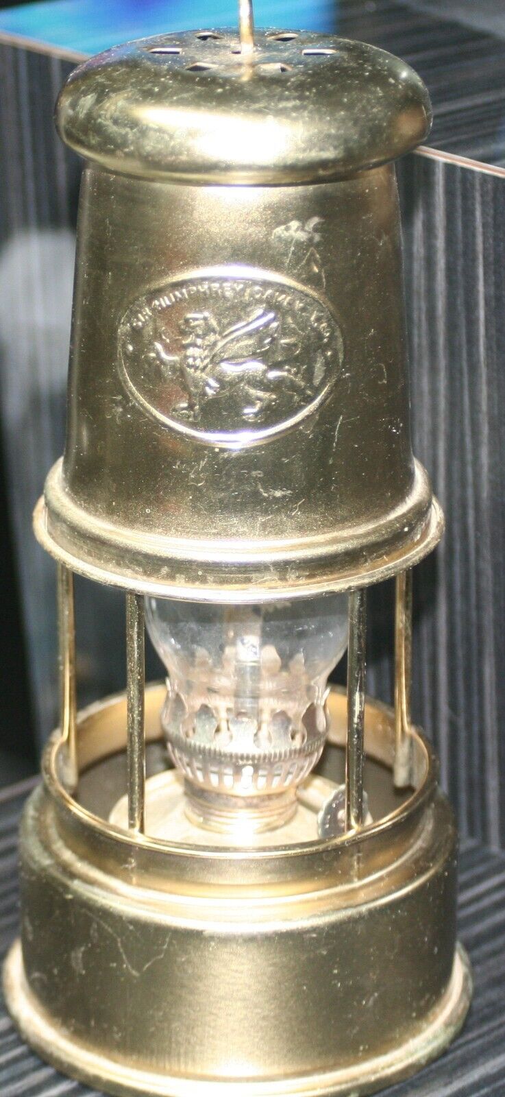 Vintage Sir Humphry Brass Miner\'s safety lantern