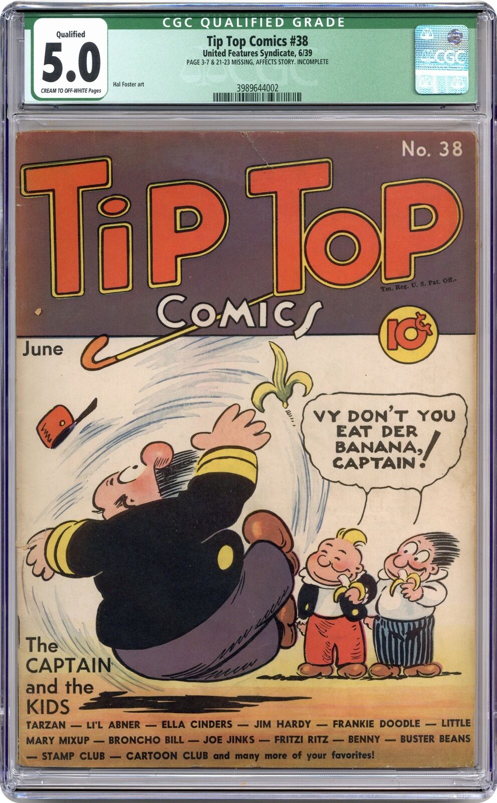 Tip Top Comics #38 CGC 5.0 QUALIFIED 1939 3989644002