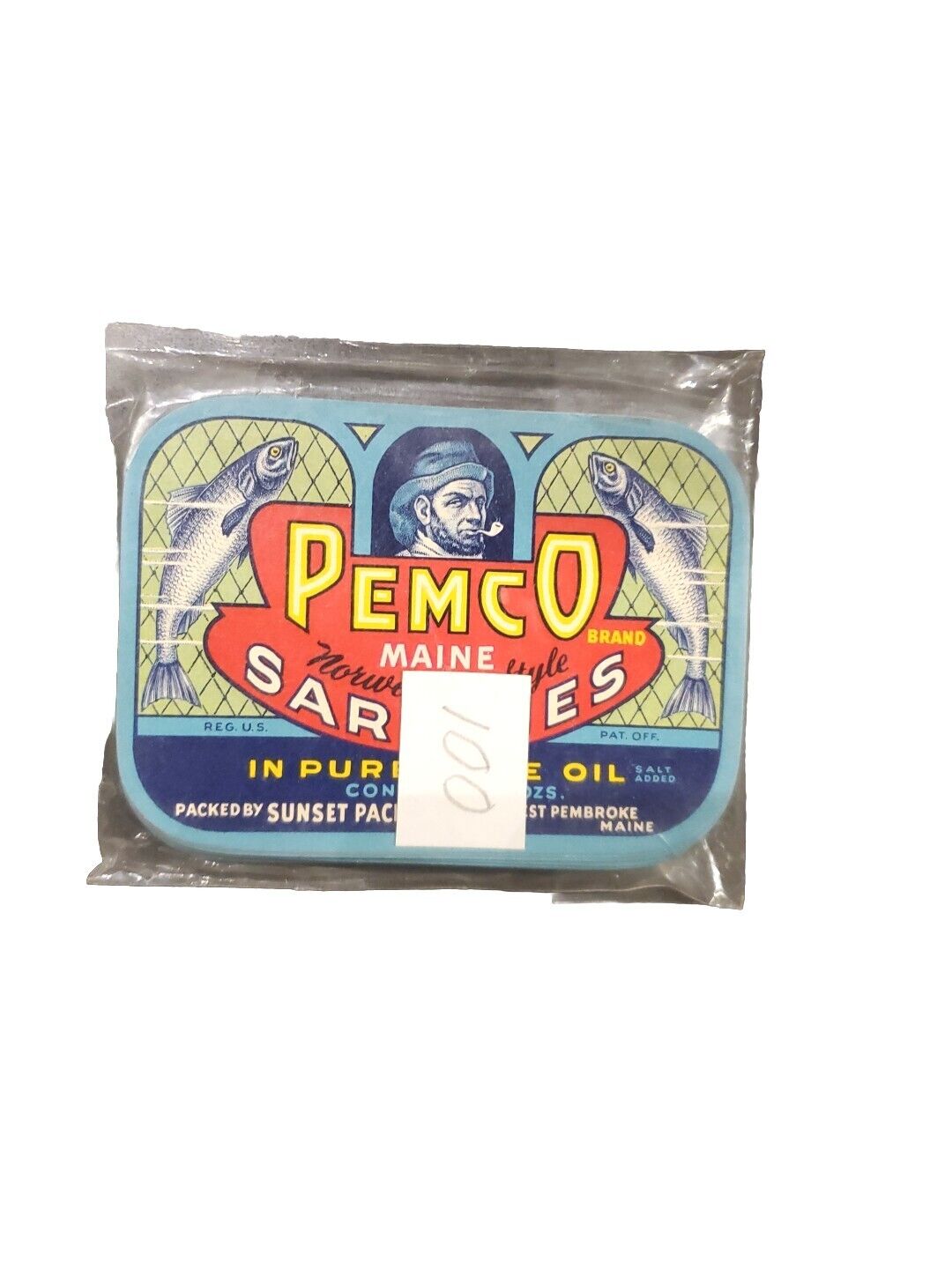 100 Labels Pemco Maine Norwegian Style Sardines Pure Olive Oil Sunset Packing Co