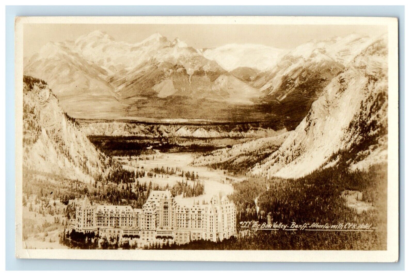 c1910's The Bon Valley Banff Alberto With C.P.R Hotel RPPC Photo Postcard