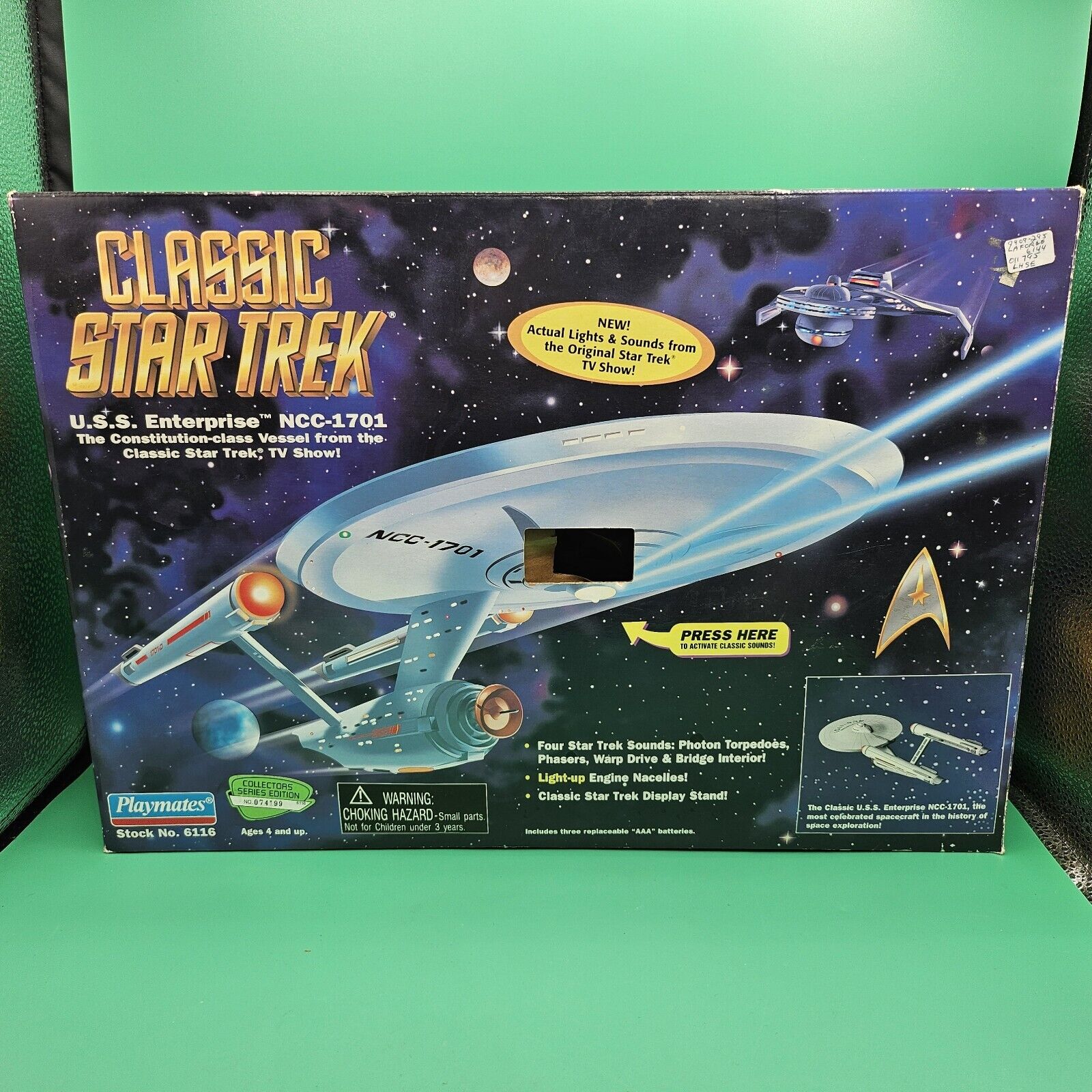Playmates Classic Star Trek U.S.S. Enterprise NCC-1701 Ship Lights & Sounds 1995
