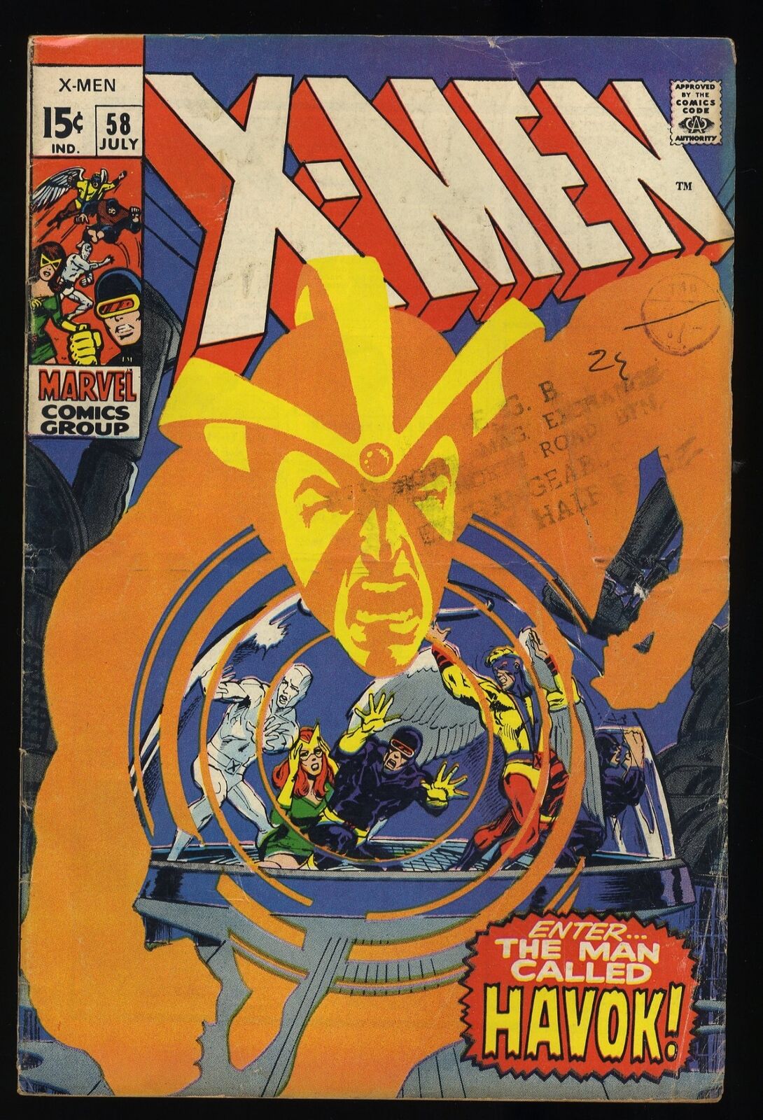 X-Men #58 VG 4.0 1st Appearance Havok Neal Adams Cover Marvel 1969