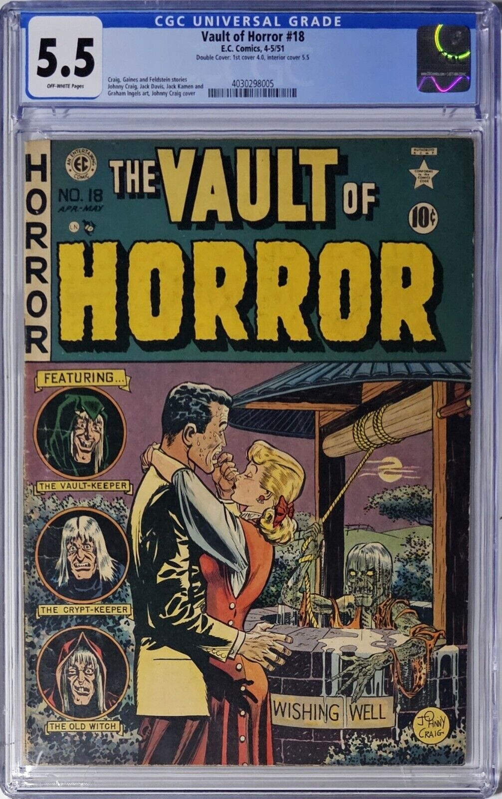 Vault of Horror #18 CGC 5.5 E.C. Comics 1951 Double Cover Pre-Code Horror