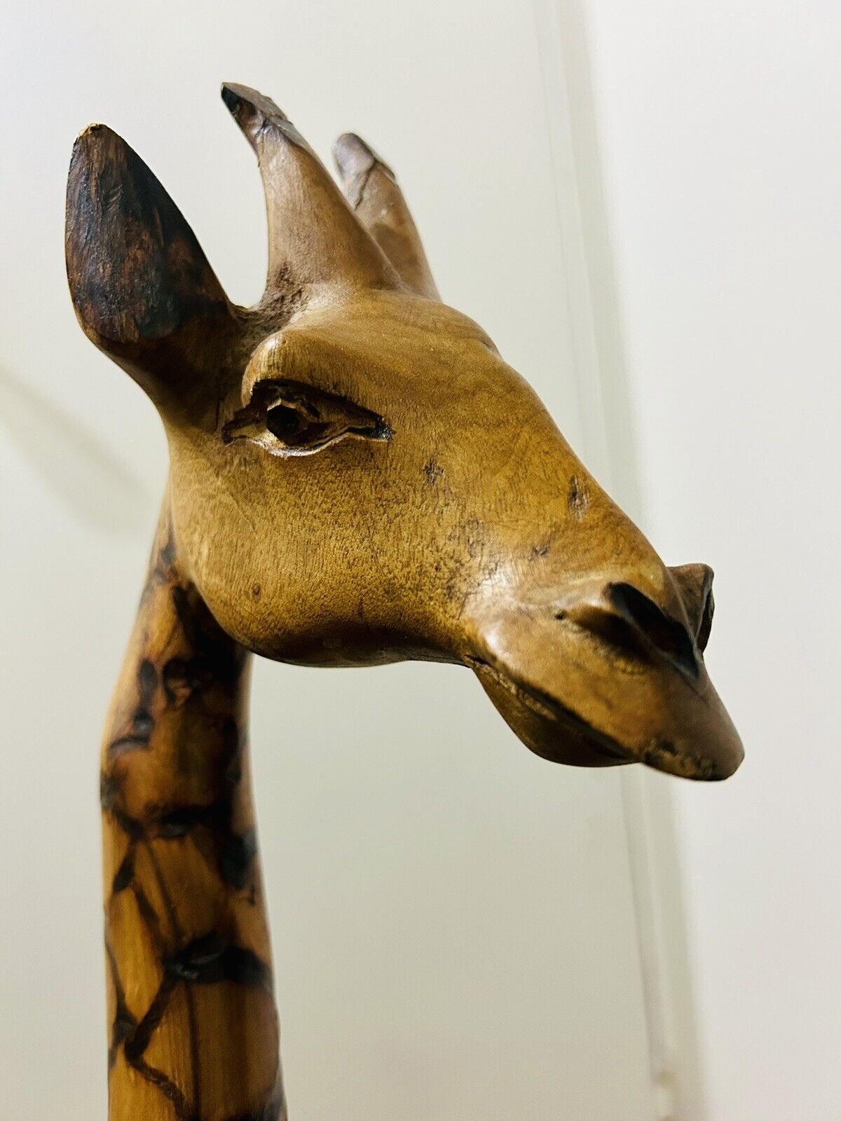 Vintage Hand Carved Mukwa Wood Wooden Giraffe Zimbabwe 34”H