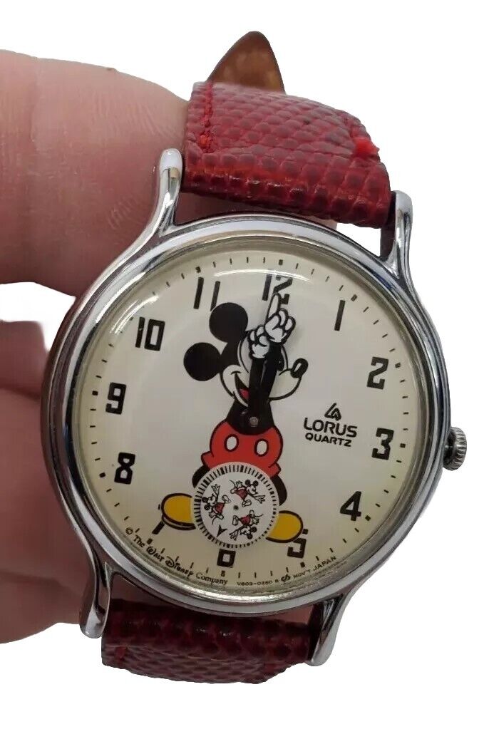 Vintage Lorus Mickey Mouse Watch small Silver Tone Sub Dial