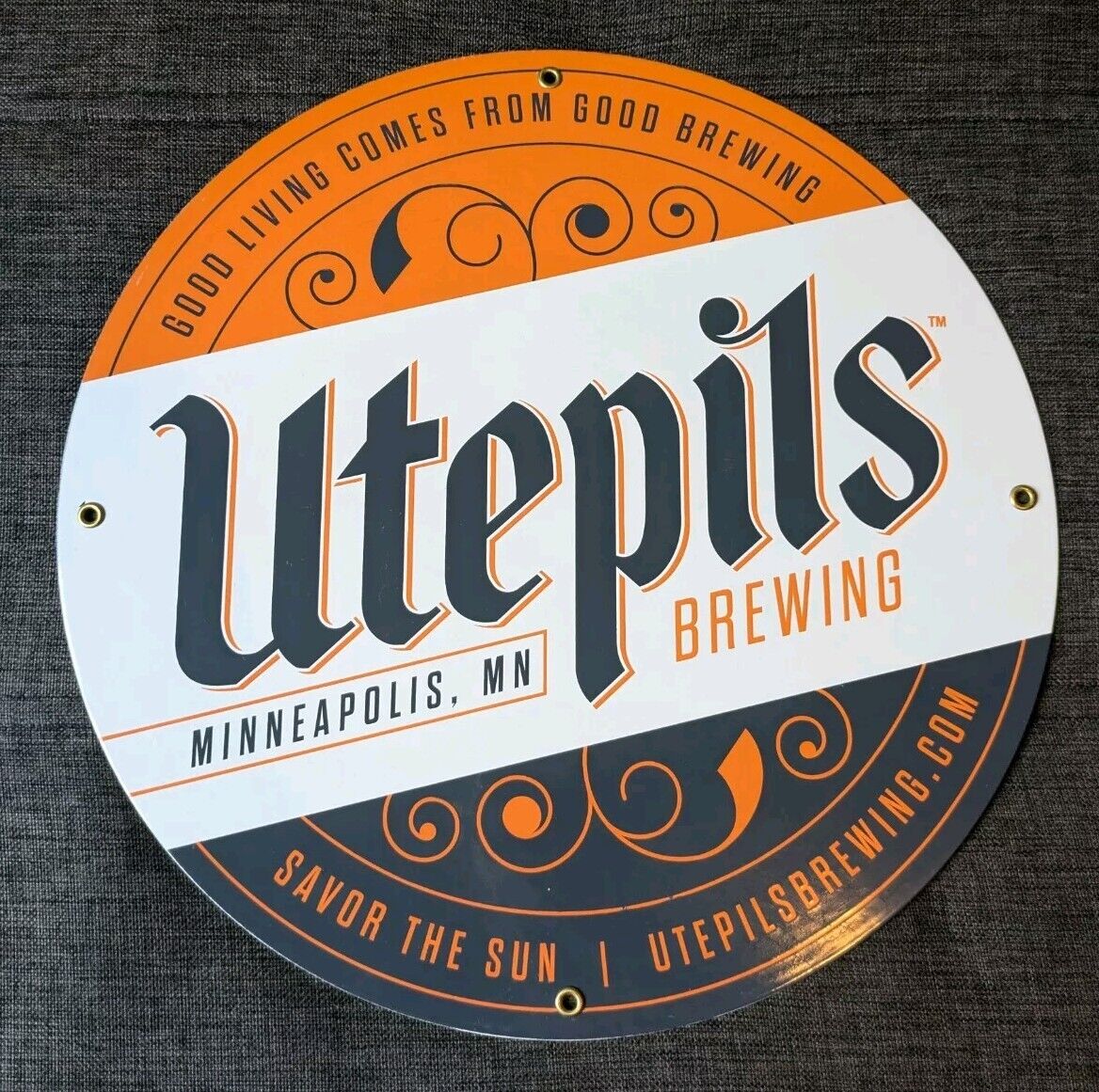 Large Porcelain Standard Utepils Brewing Beer Minneapolis MN Steel Sign 15\