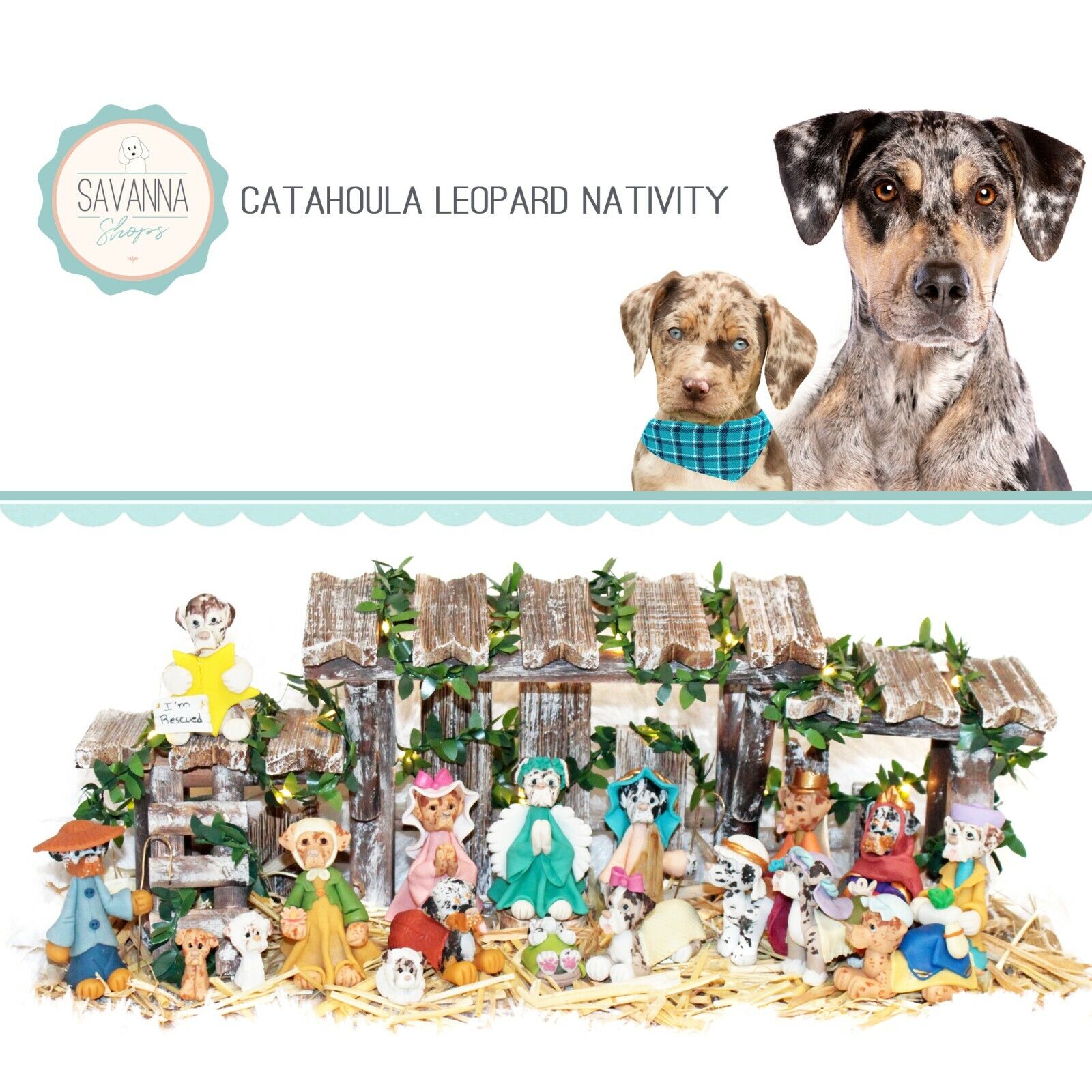 SAVANNASHOPS Dog Nativity Catahoula Leopard Gifts - Nativity Sets - Dog Lover 