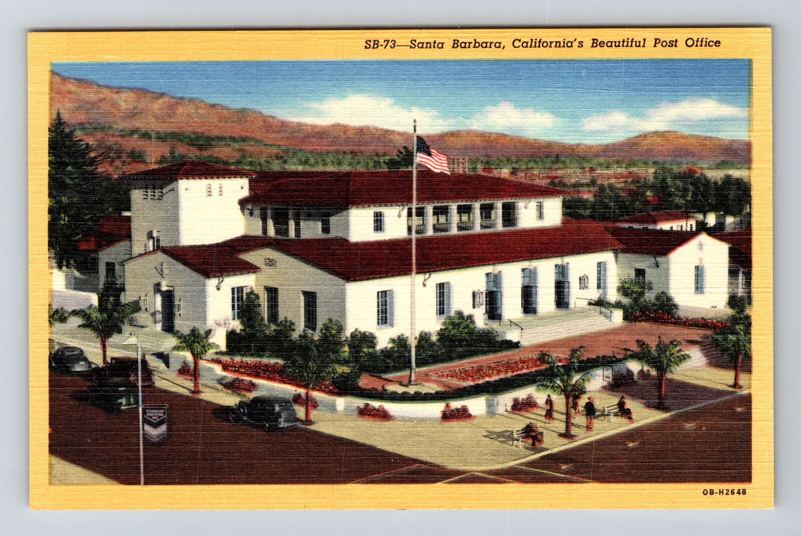 Santa Barbara CA-California, Panoramic Post Office, Vintage Postcard