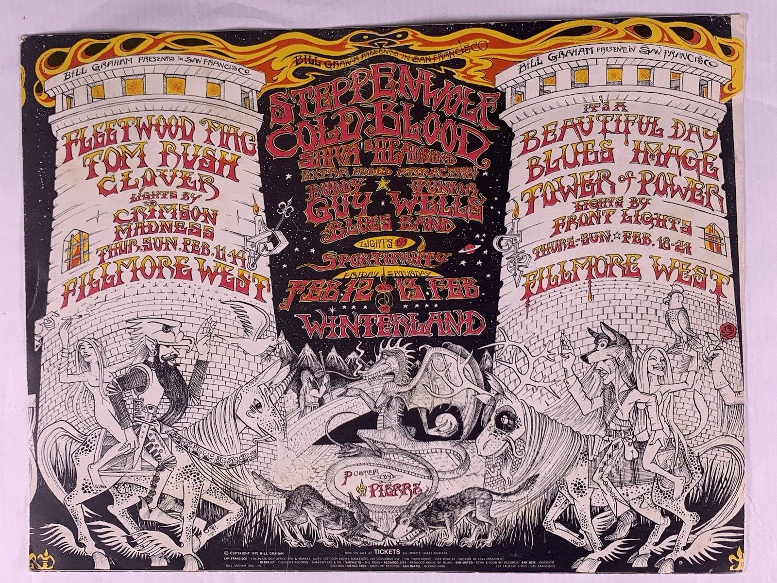 BG-270 Fleetwood Mac Steppenwolf Santana Postcard Fillmore Add Bulk Rate 1970