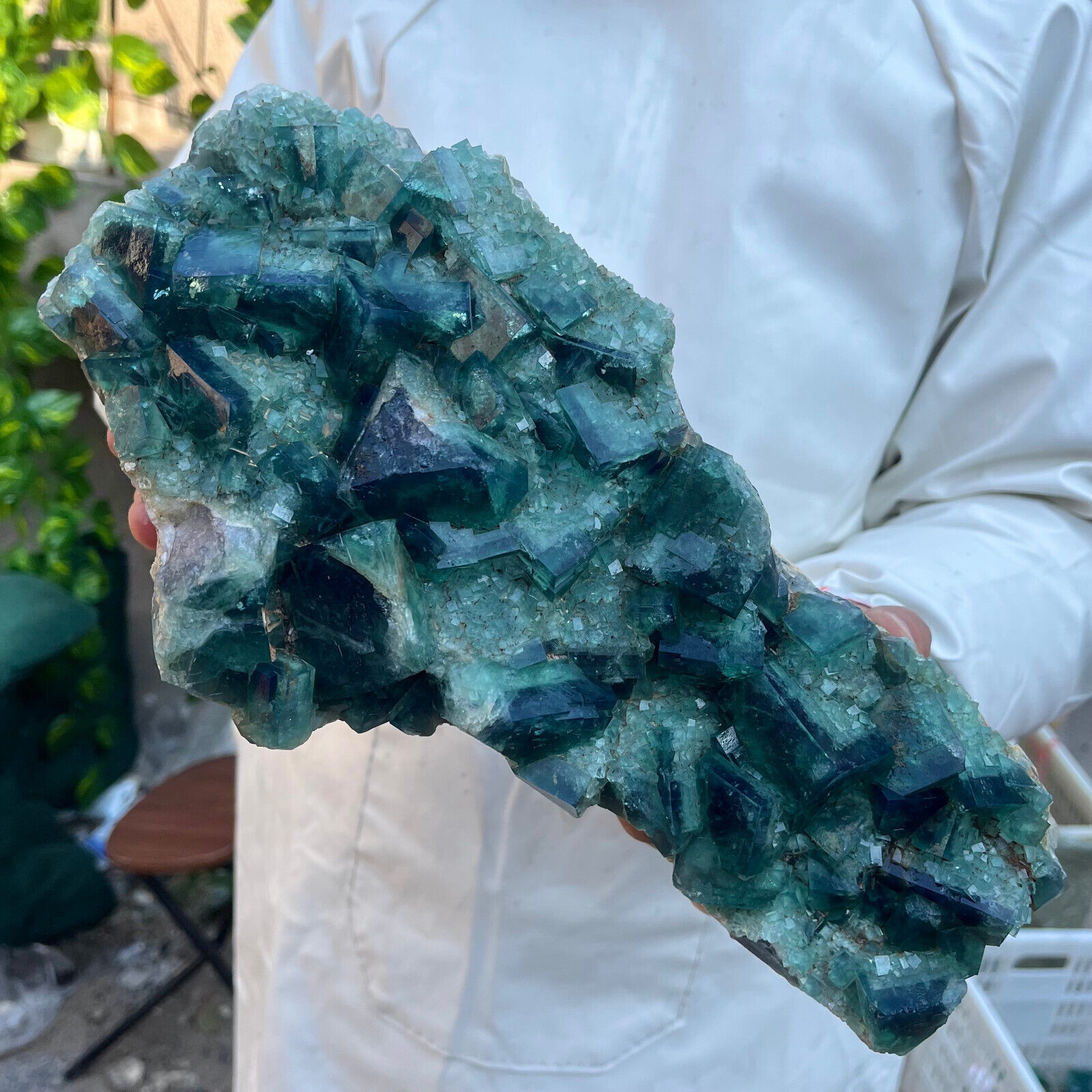 12.3lb Large NATURAL Green Cube FLUORITE Quartz Crystal Cluster Mineral Specimen