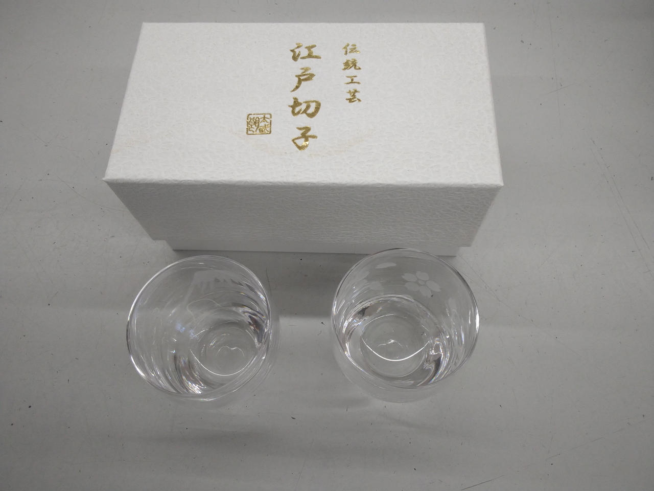 Sake vessel Electric Light Craft Edo Kiriko Cold Sake Pair Glass from Japan