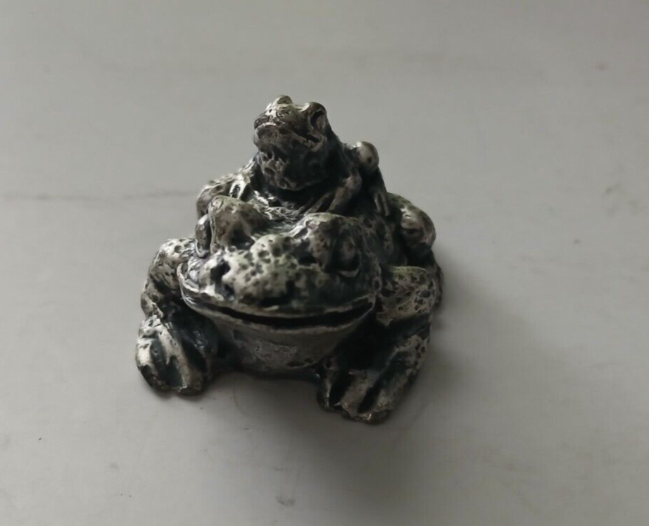 Vintage Peltro Pewter Figurine- Frogs - Made In Italy