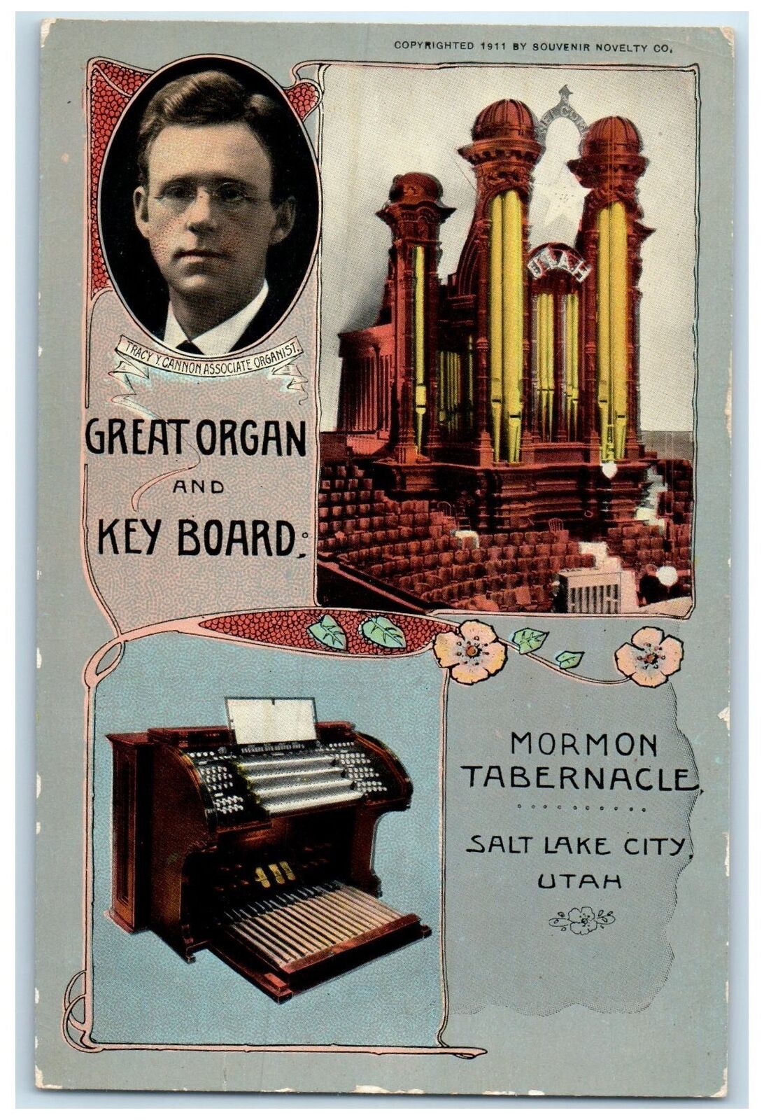 c1910's Great Organ Keyboard Mormon Tabernacle Salt Lake City Utah UT Postcard
