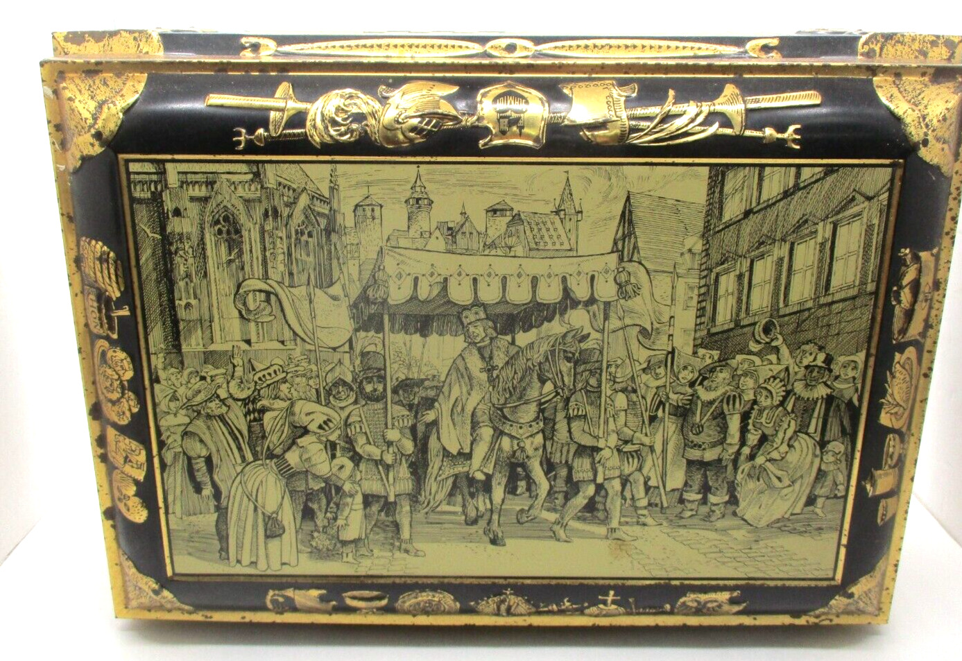 E Otto Schmidt Nurnberg Germany Gingerbread Tin Metal Box Imperial Jewels