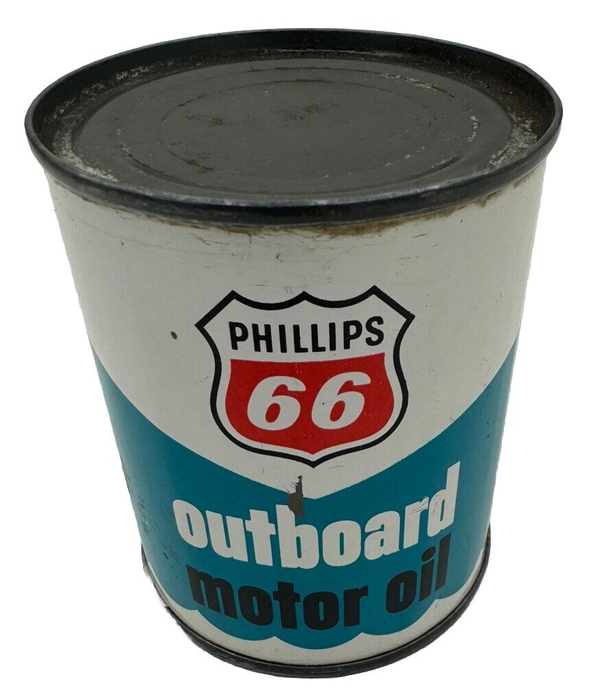 Vintage Phillips 66 Outboard Motor Oil Can Full 8 Ounces