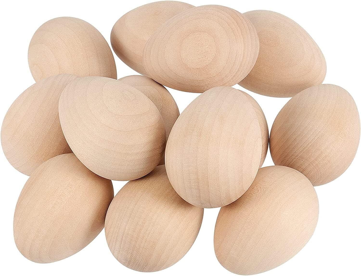 Set of 13 Unfinished Wooden Eggs Unpainted Easter Decoration Smooth Faux Egg