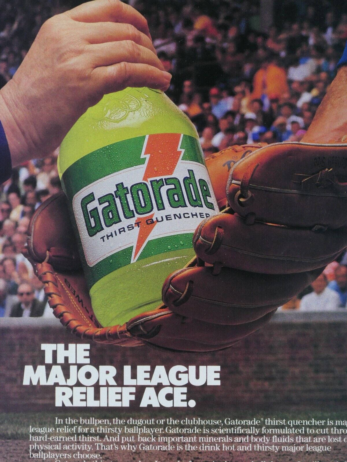 Gatorade Vintage 1984 Major League Relief Ace Original Print Ad 8.5 x 11\